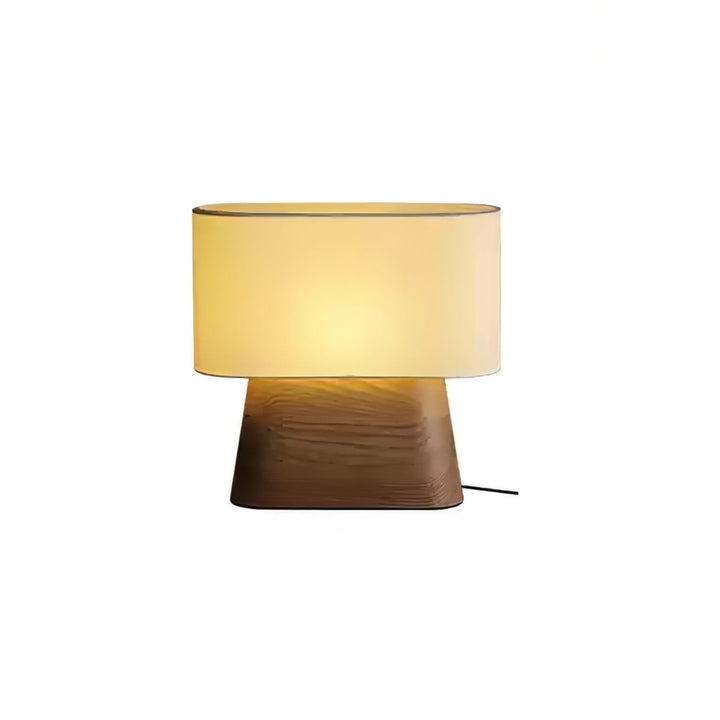 Wood Base Table Lamp Oval White Fabric Shade 14.2 in Set of 3 6