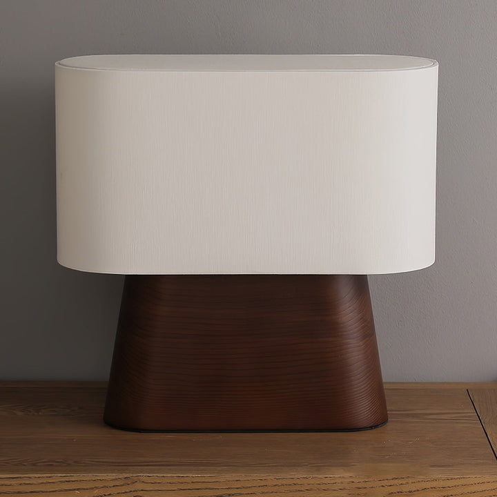 Wood Base Table Lamp Oval White Fabric Shade 14.2 in Set of 3 8