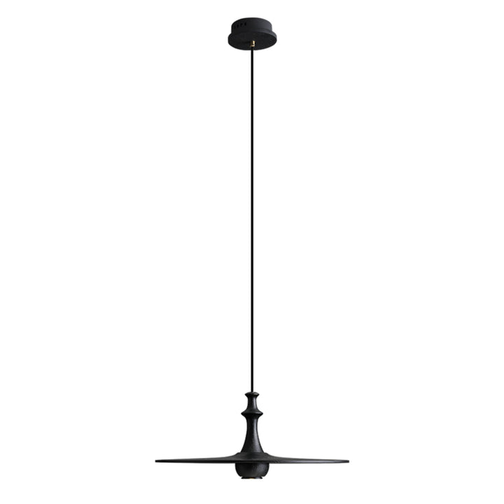Wood Disc Pendant Light Turned Stem 17.7 in Set of 3 Black 1