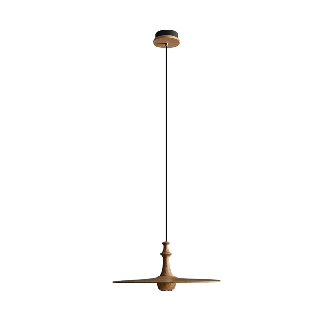 Wood Disc Pendant Light Turned Stem 17.7 in Set of 3 Natural Wood 1