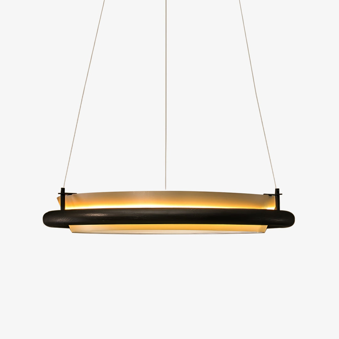 Wood Ring LED Pendant Light White Fabric Diffuser 23.6 in Set of 3 1