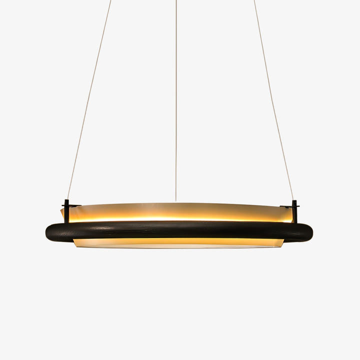 Wood Ring LED Pendant Light White Fabric Diffuser 23.6 in Set of 3 1