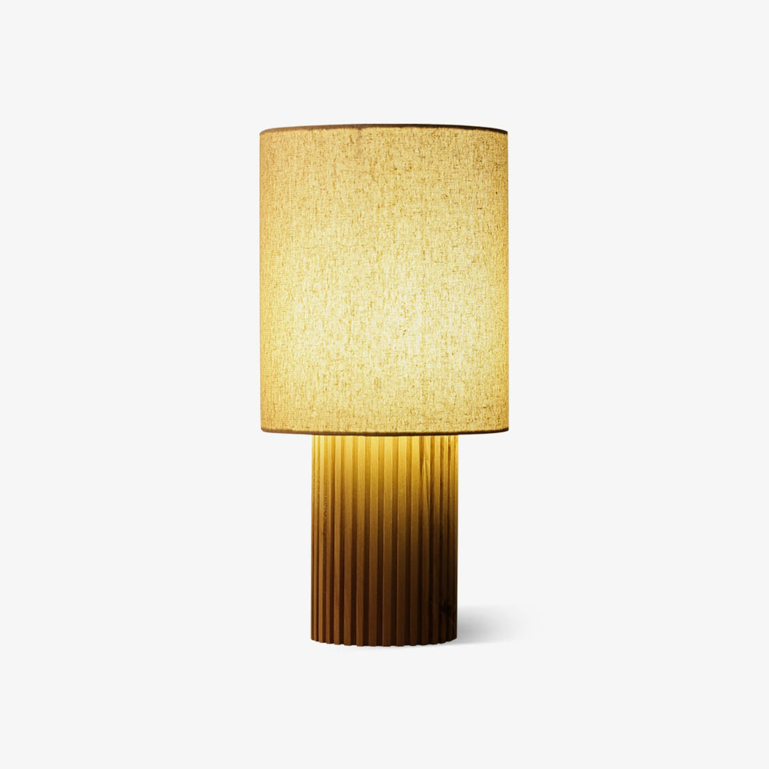Wood Table Lamp Cylinder Fabric Shade 7.9 x 16.1 in Set of 2 1