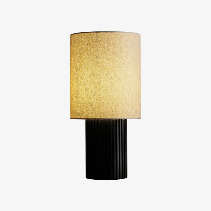 Wood Table Lamp Cylinder Fabric Shade 7.9 x 16.1 in Set of 2 Black 1