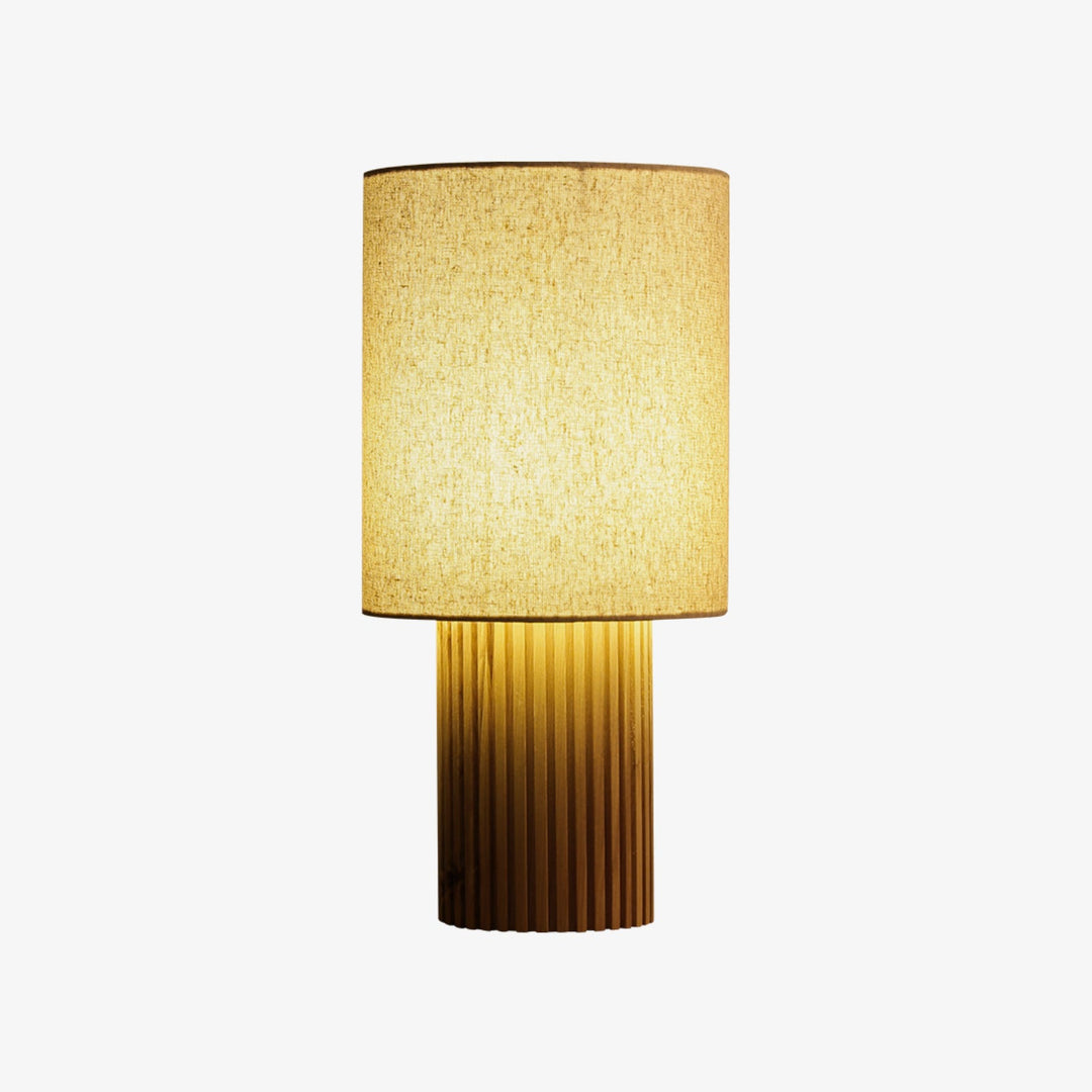 Wood Table Lamp Cylinder Fabric Shade 7.9 x 16.1 in Set of 2 Natural Wood 1