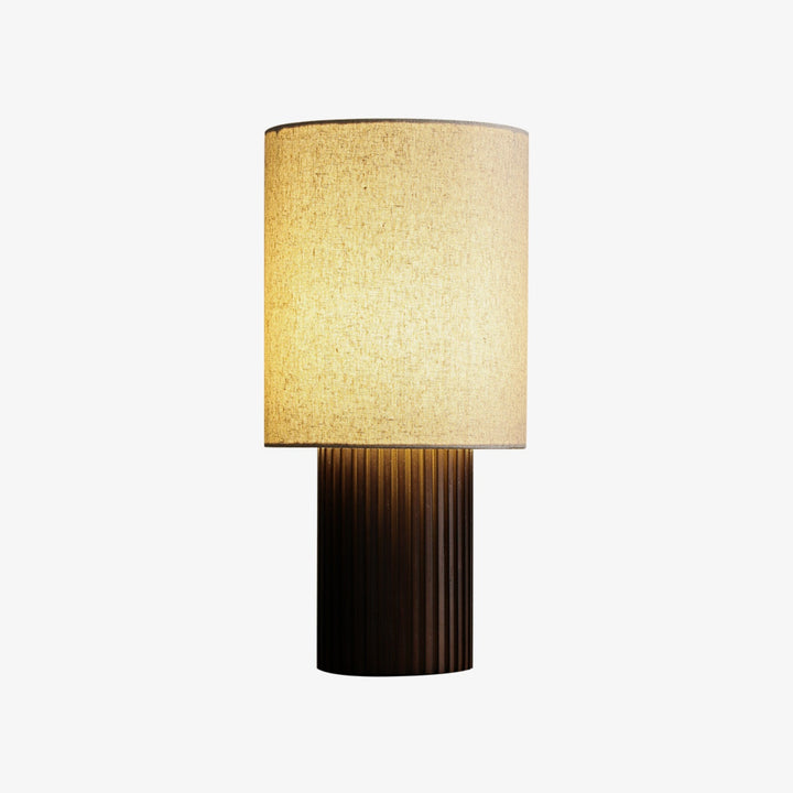 Wood Table Lamp Cylinder Fabric Shade 7.9 x 16.1 in Set of 2 Walnut 1