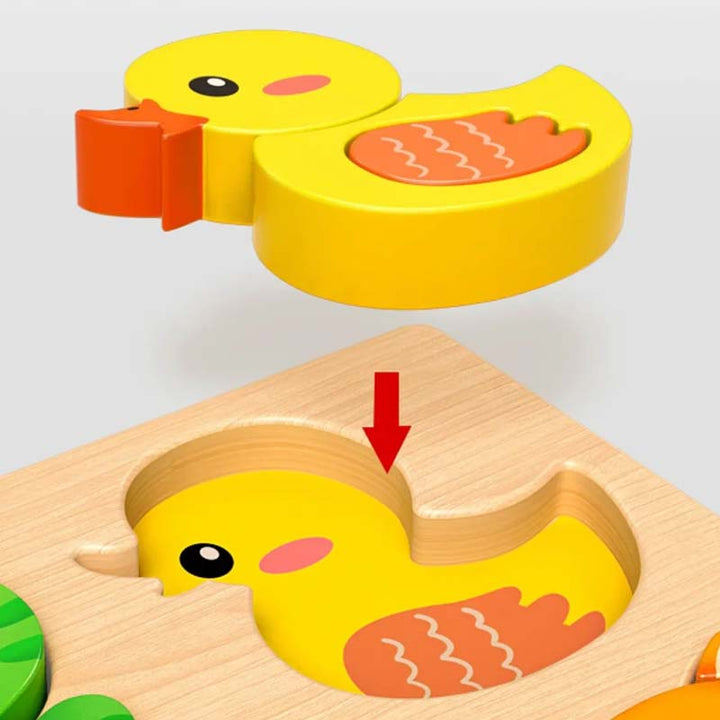 Wooden Chunky Puzzle for Toddlers 7.1 x 7.1 inch Set of 3 2