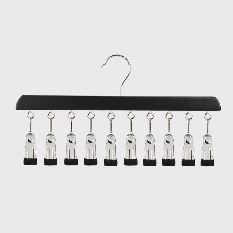 Wooden Clip Hanger with 10 Clips 14 Inch Set of 2 Black 1