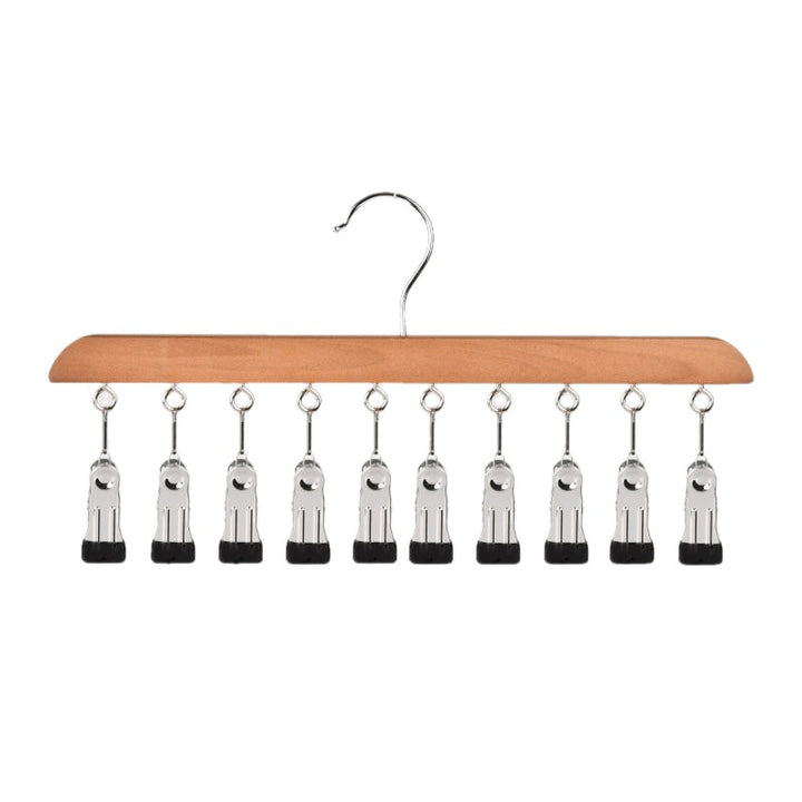 Wooden Clip Hanger with 10 Clips 14 Inch Set of 2 on white