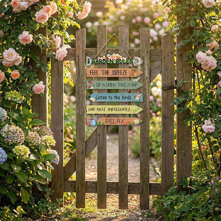 Wooden Garden Sign Hanging Plaque Set of 3 4
