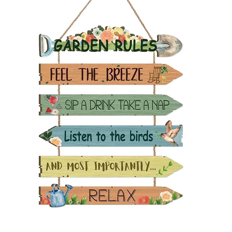 Wooden Garden Sign Hanging Plaque Set of 3 Set of 3 1