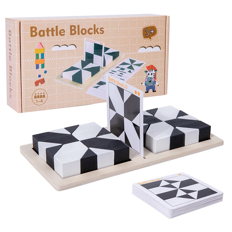 Wooden Hidden Block Puzzle with Challenge Cards Set of 3 Two Player 1