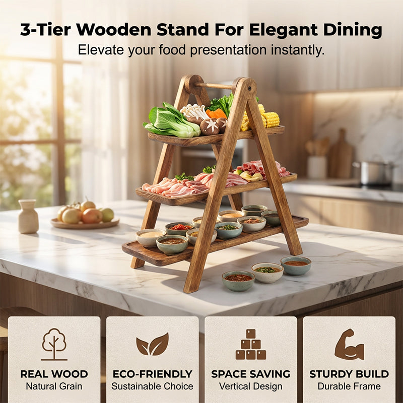 Wooden Serving Tray Stand 3 Tier 2