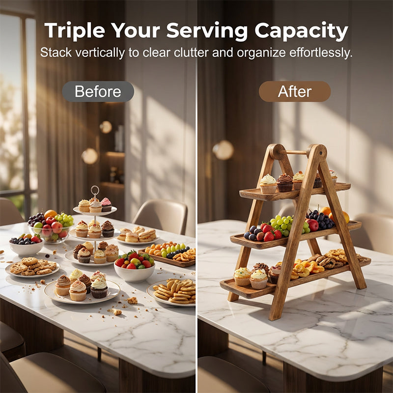 Wooden Serving Tray Stand 3 Tier 3