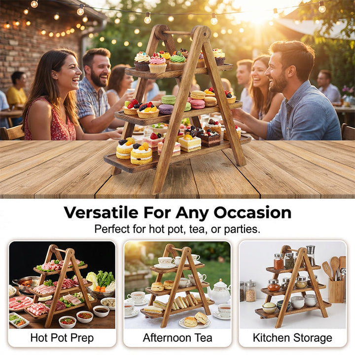 Wooden Serving Tray Stand 3 Tier 8
