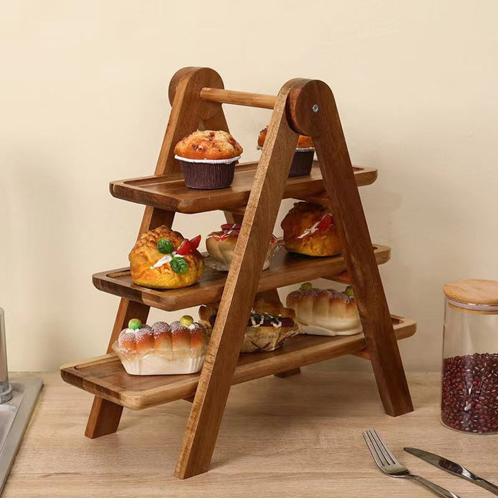 Wooden Serving Tray Stand 3 Tier Acacia 1