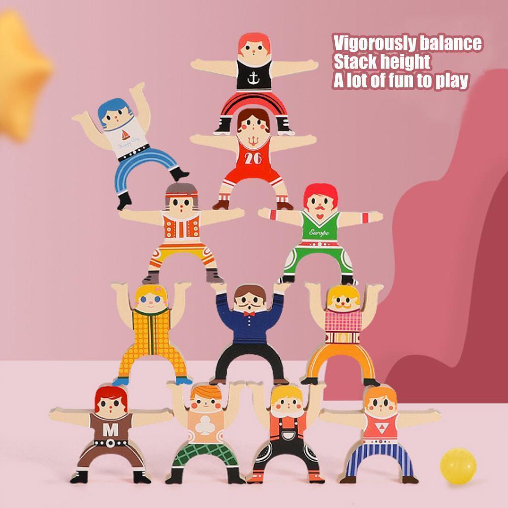 Wooden Stacking Balance Blocks Toy Set of 2 1