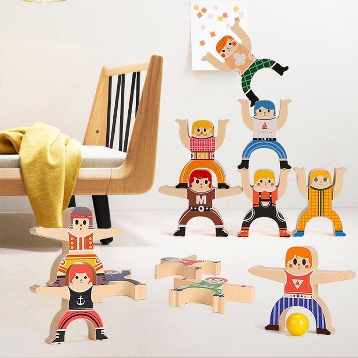 Wooden Stacking Balance Blocks Toy Set of 2 5