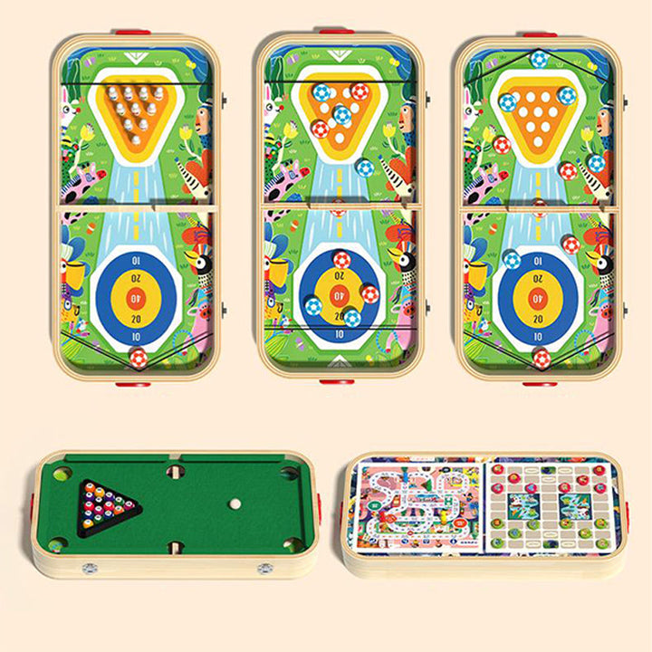 Wooden Tabletop Game 6 in 1 with Billiards 20 x 11 inch 1