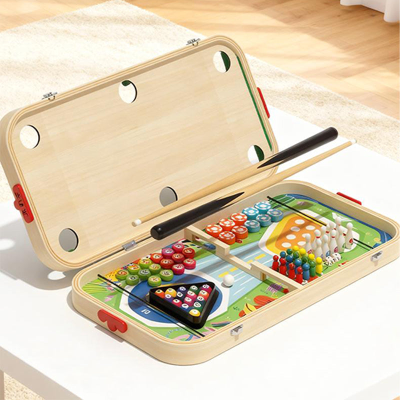 Wooden Tabletop Game 6 in 1 with Billiards 20 x 11 inch 2