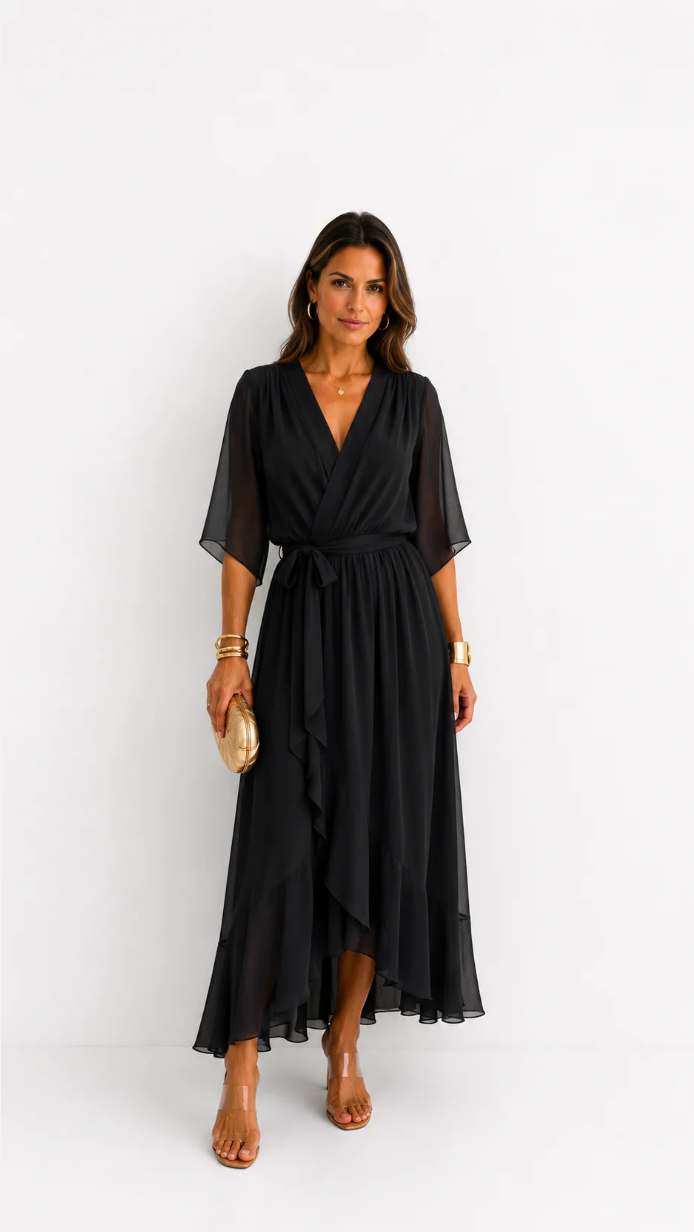 LOTTIE | TUMMY COVERAGE WRAP MAXI DRESS