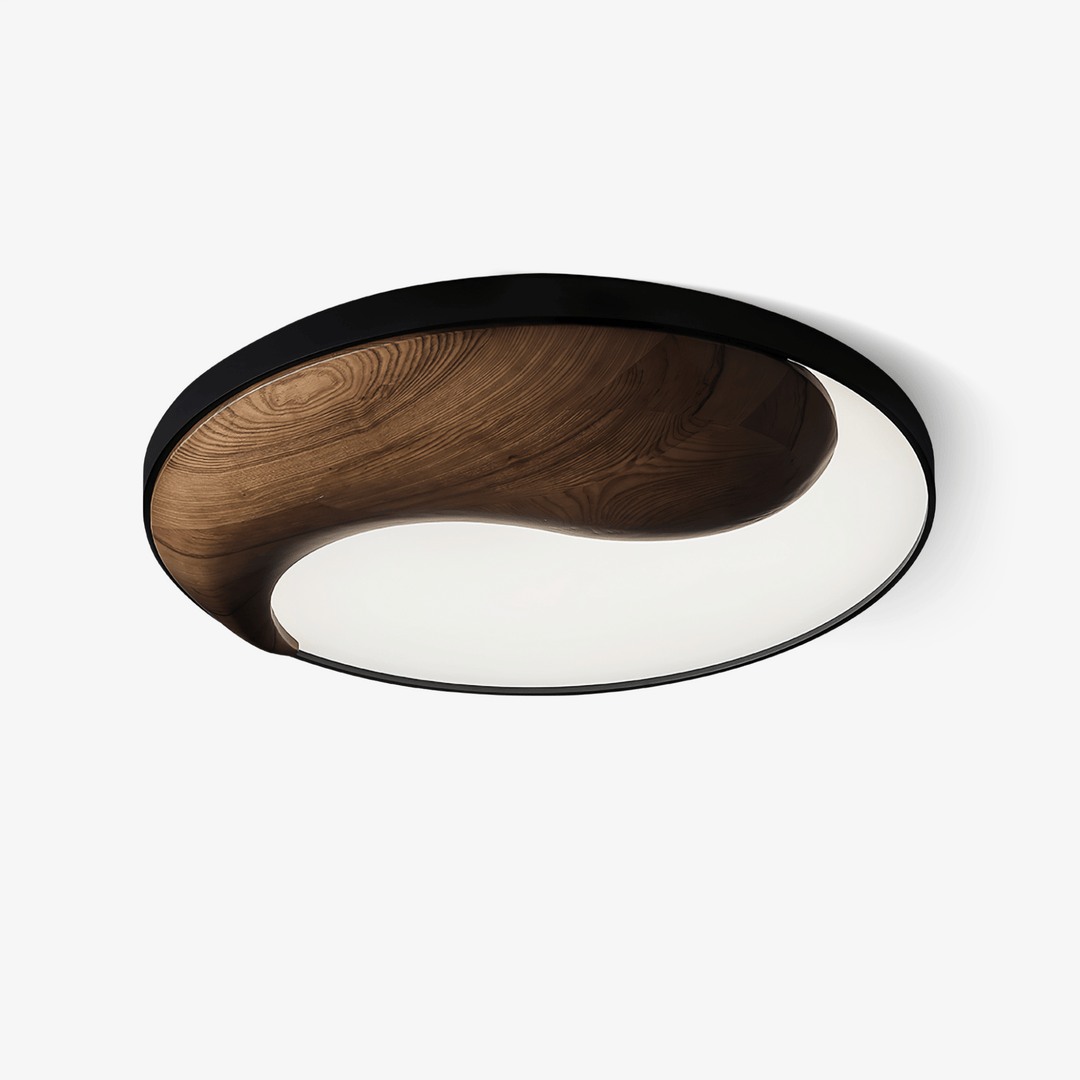Yin and Yang Wood Flush Ceiling Light 25.6 in Set of 3 1