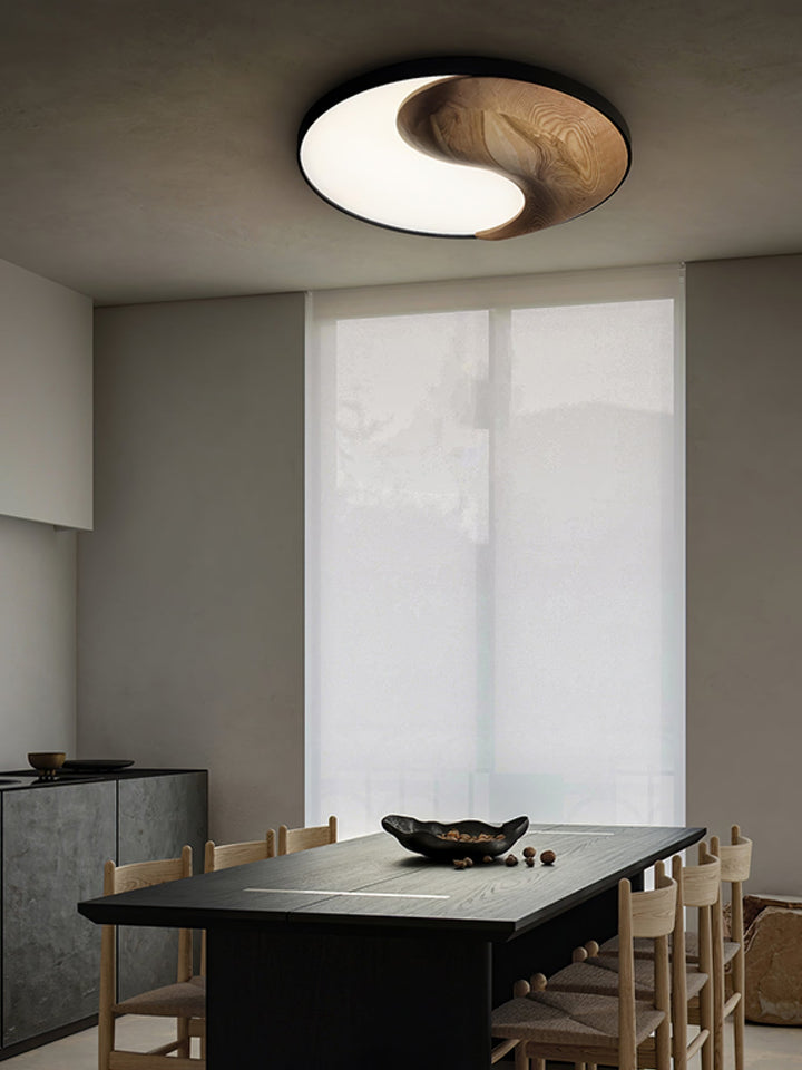 Yin and Yang Wood Flush Ceiling Light 25.6 in Set of 3 5