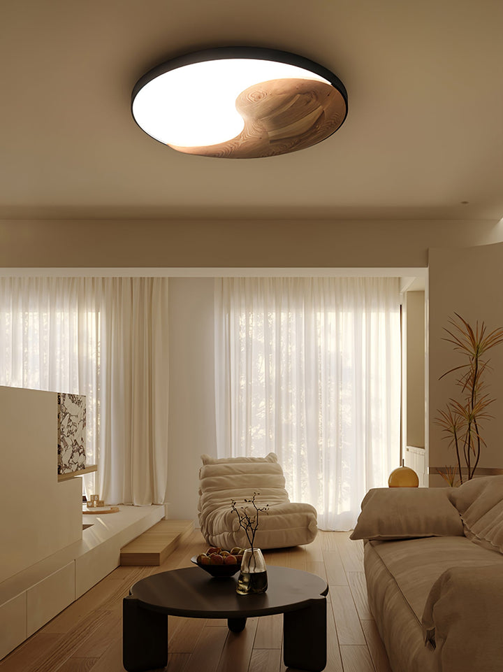 Yin and Yang Wood Flush Ceiling Light 25.6 in Set of 3 6