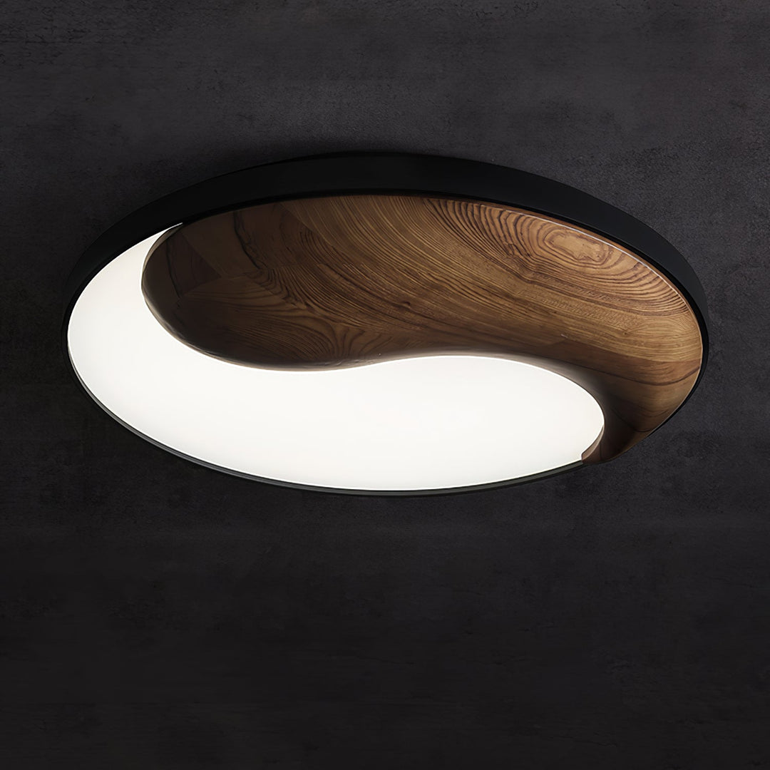 Yin and Yang Wood Flush Ceiling Light 25.6 in Set of 3 8
