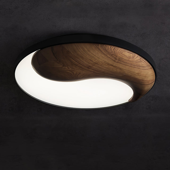 Yin and Yang Wood Flush Ceiling Light 25.6 in Set of 3 8