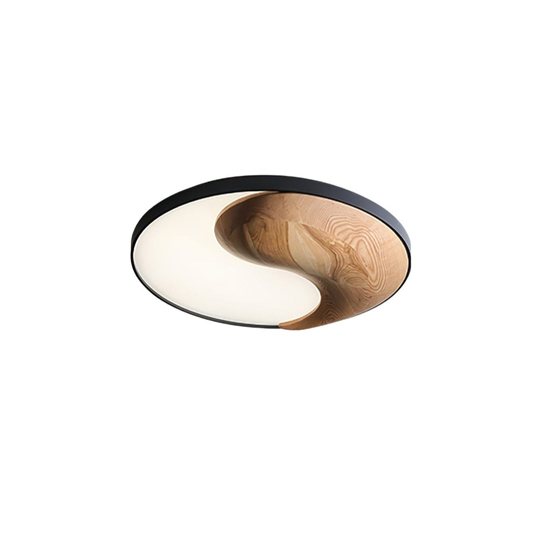 Yin and Yang Wood Flush Ceiling Light 25.6 in Set of 3 Natural Wood 1
