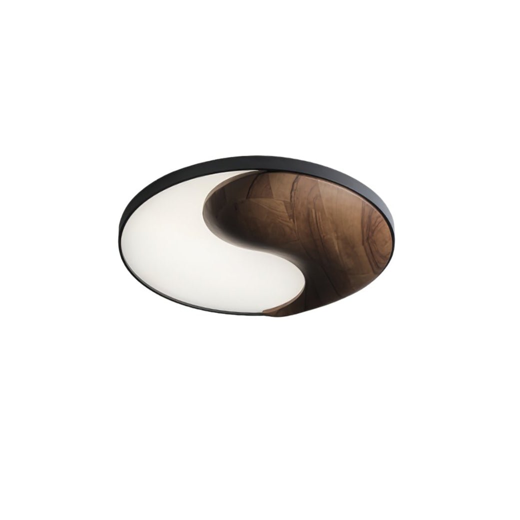 Yin and Yang Wood Flush Ceiling Light 25.6 in Set of 3 Walnut 1